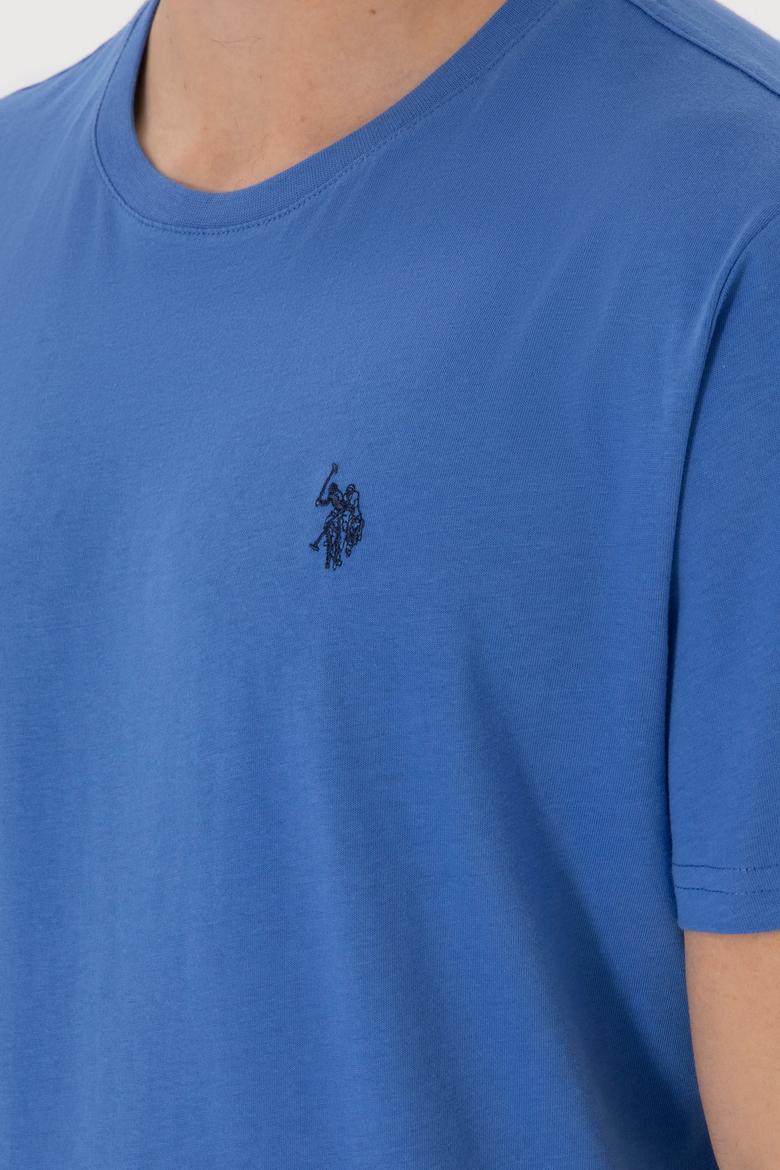 Erkek Regular Fit Bisiklet Yaka İndigo Basic Tişört - 50298035047