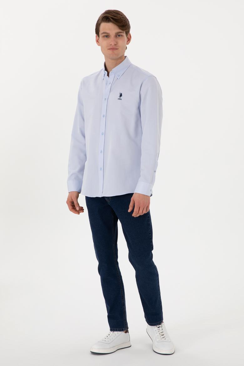 Erkek Açık Mavi Uzun Kollu Basic Gömlek - 50298021009