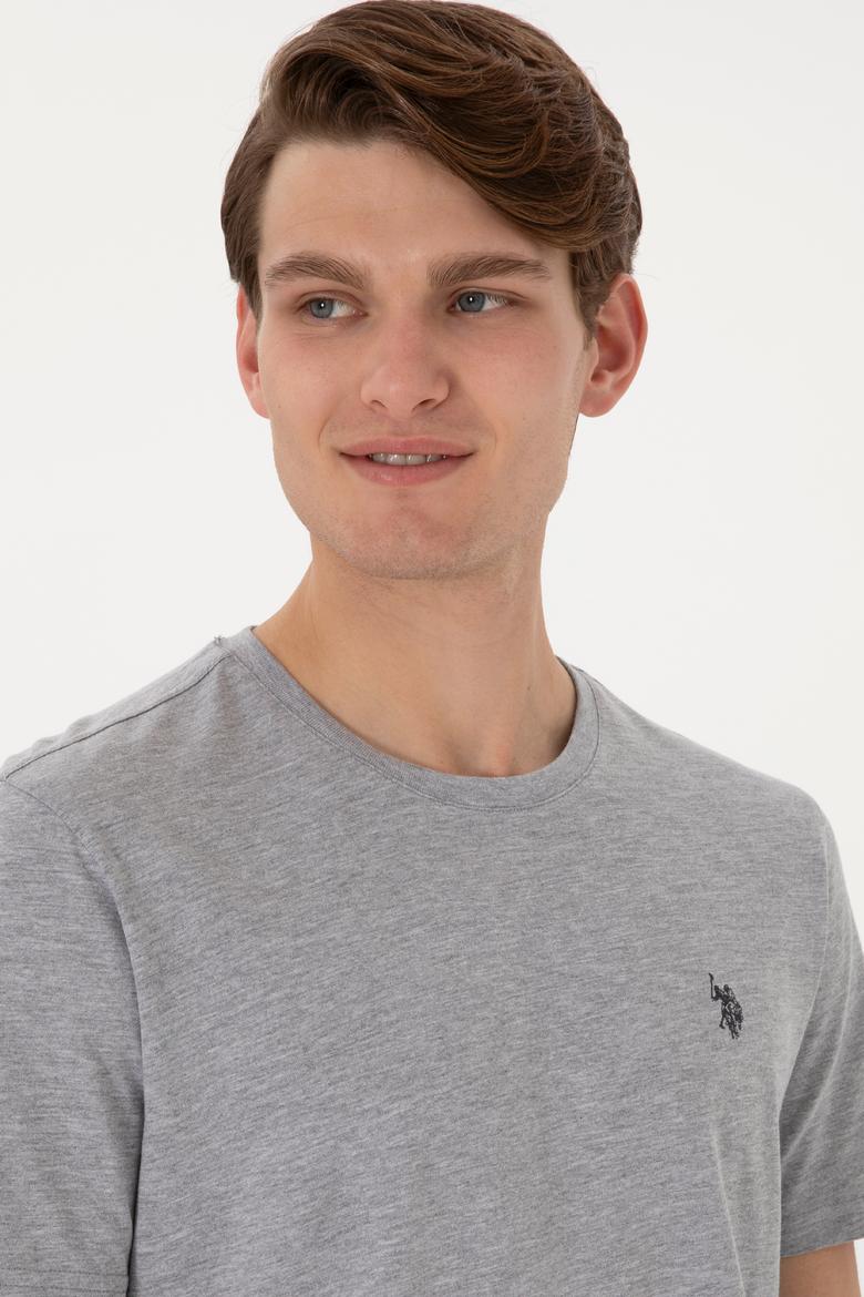 Erkek Regular Fit Bisiklet Yaka Gri Basic Tişört - 50298035017