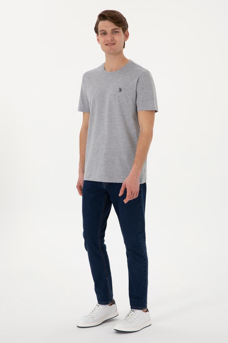 Erkek Regular Fit Bisiklet Yaka Gri Basic Tişört - 50298035017