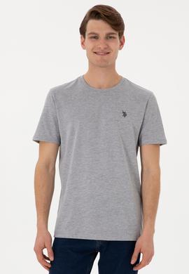 Erkek Regular Fit Bisiklet Yaka Gri Basic Tişört - 50298035017