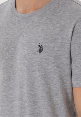 Erkek Regular Fit Bisiklet Yaka Gri Basic Tişört - 50298035017