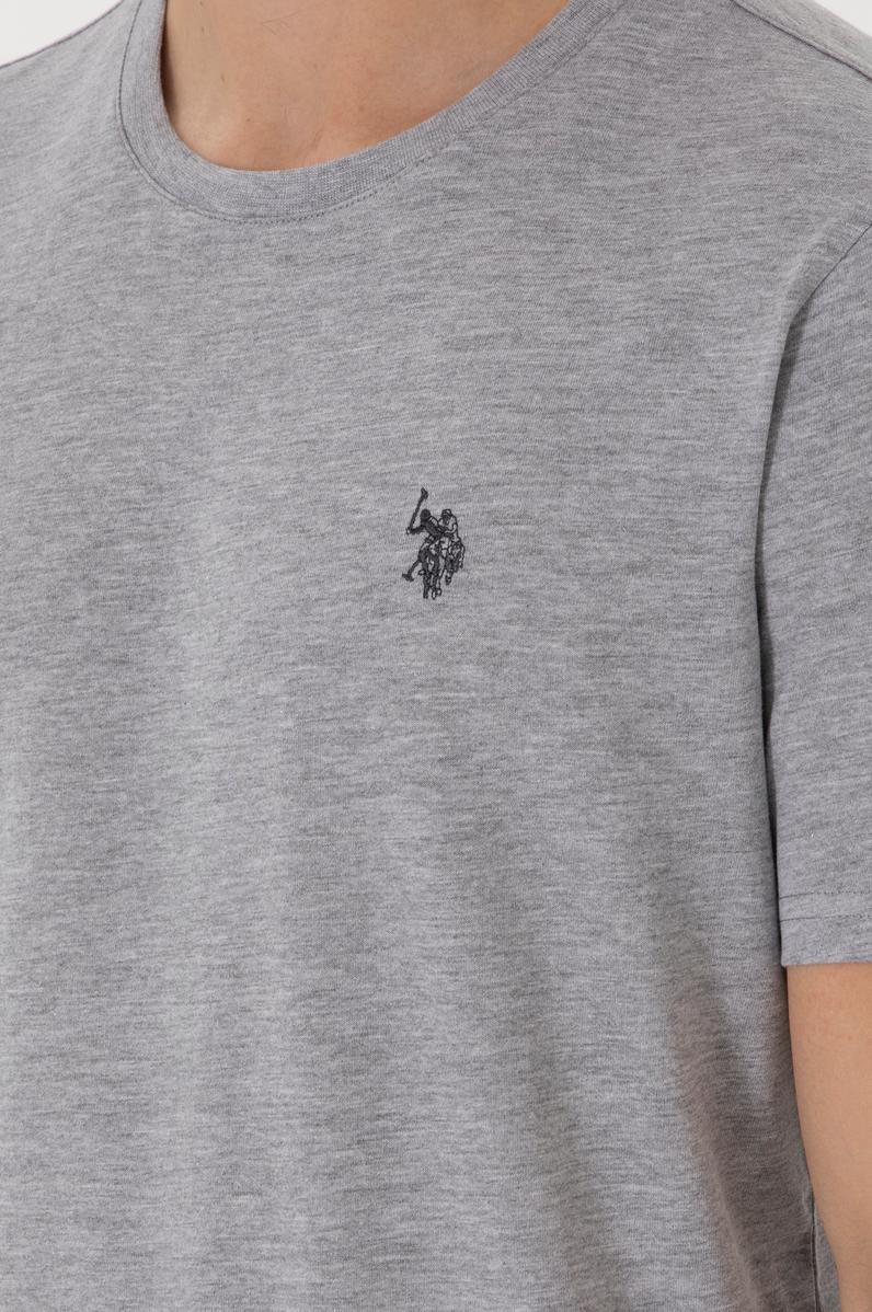 Erkek Regular Fit Bisiklet Yaka Gri Basic Tişört