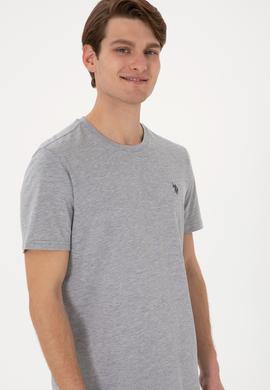 Erkek Regular Fit Bisiklet Yaka Gri Basic Tişört - 50298035017