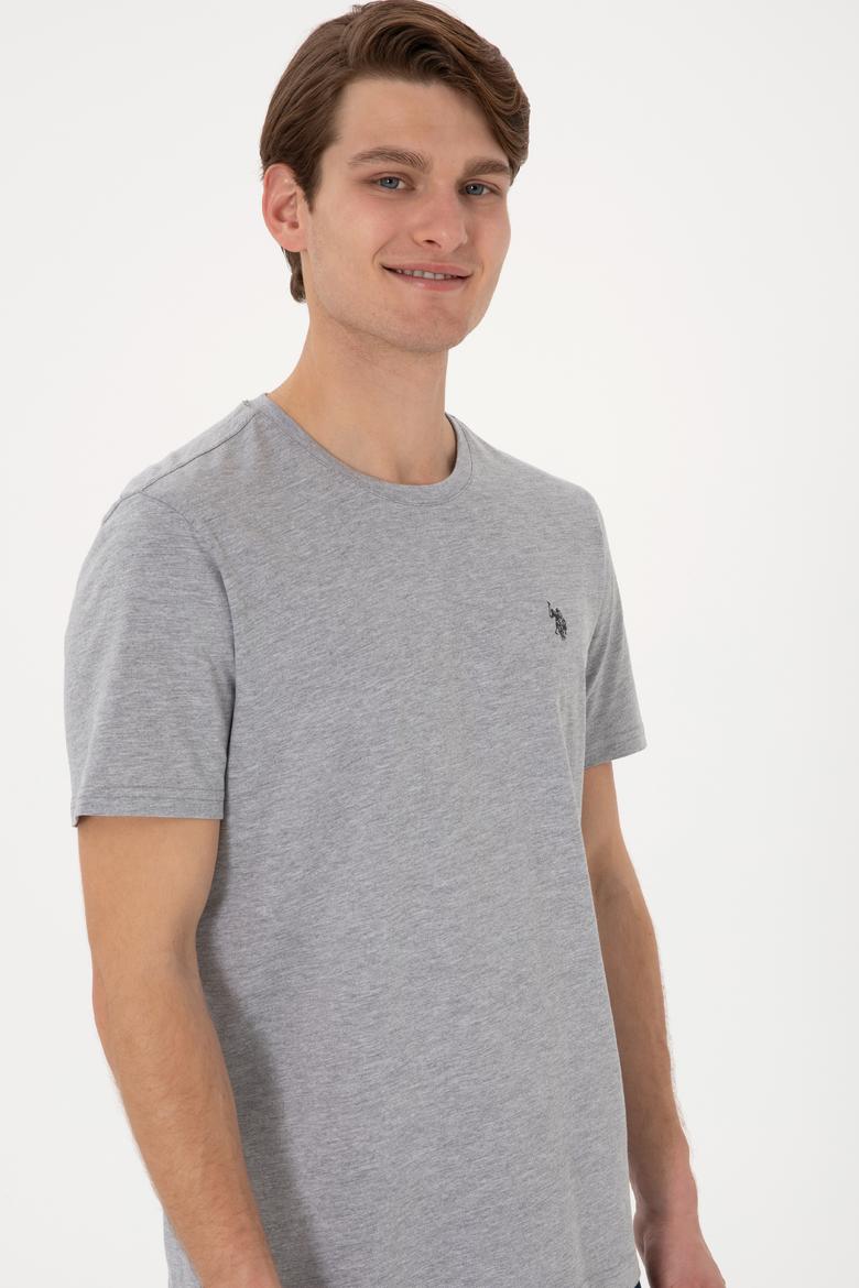 Erkek Regular Fit Bisiklet Yaka Gri Basic Tişört - 50298035017