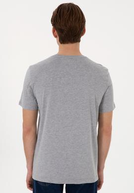 Erkek Regular Fit Bisiklet Yaka Gri Basic Tişört - 50298035017