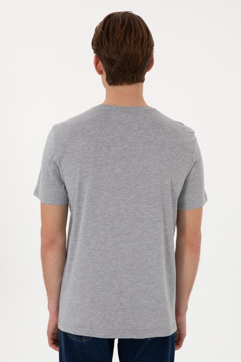 Erkek Regular Fit Bisiklet Yaka Gri Basic Tişört - 50298035017