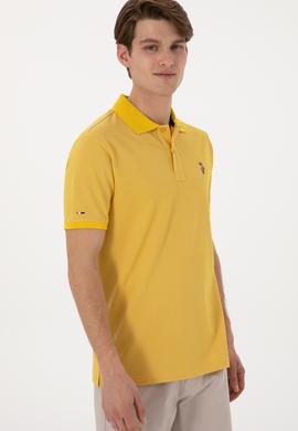 Erkek Regular Fit Polo Yaka Sarı Basic Tişört - 50298072017