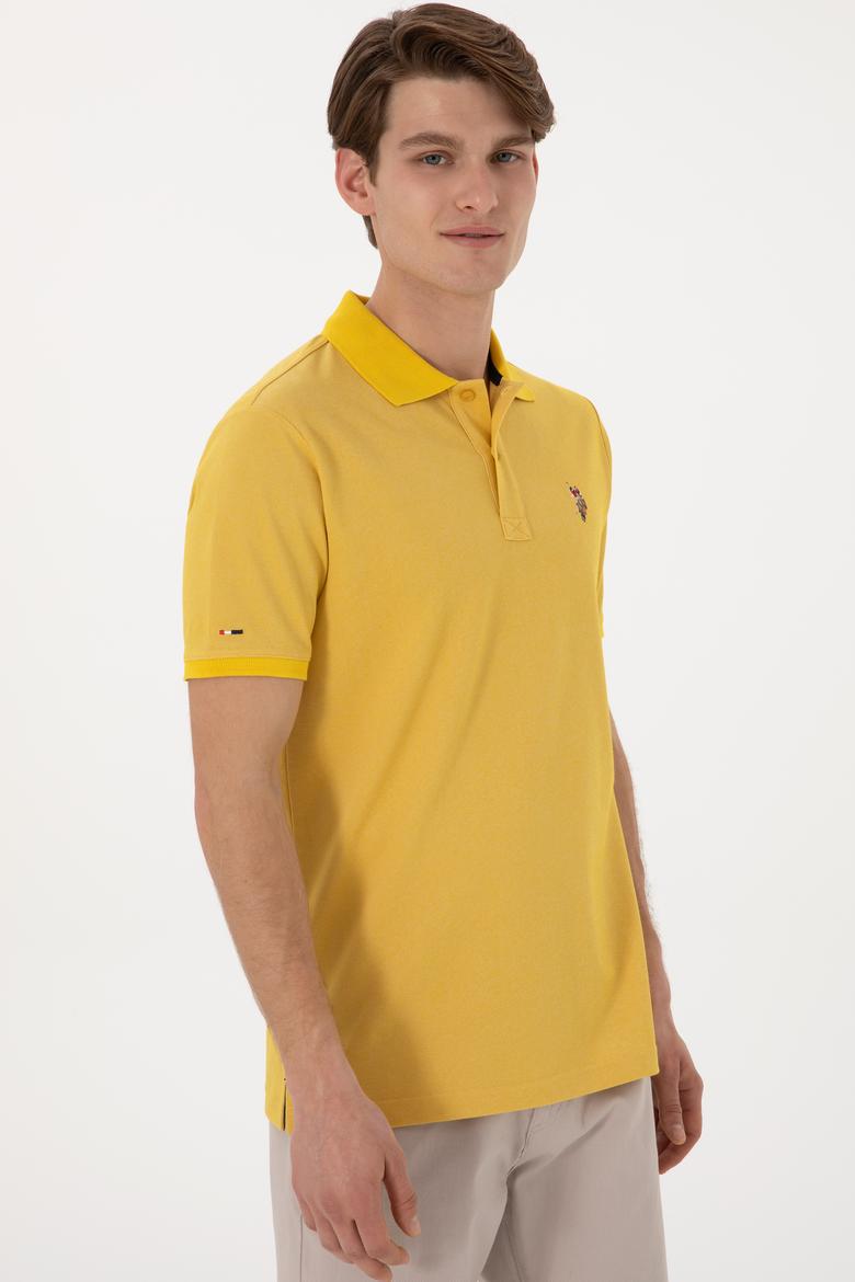 Erkek Regular Fit Polo Yaka Sarı Basic Tişört - 50298072017
