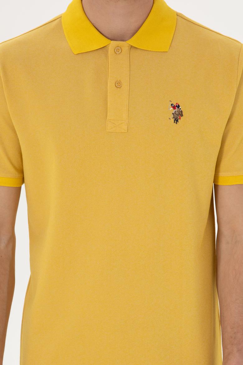 Erkek Regular Fit Polo Yaka Sarı Basic Tişört - 50298072017