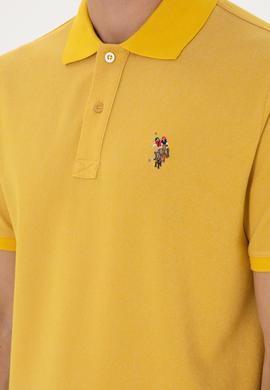 Erkek Regular Fit Polo Yaka Sarı Basic Tişört - 50298072017