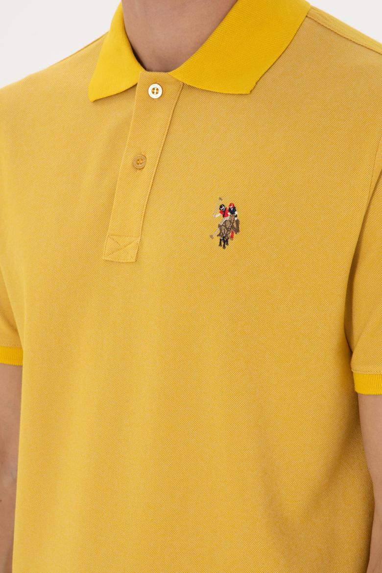 Erkek Regular Fit Polo Yaka Sarı Basic Tişört - 50298072017