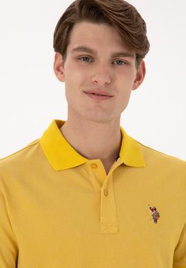 Erkek Regular Fit Polo Yaka Sarı Basic Tişört - 50298072017