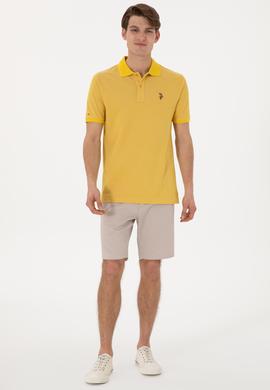 Erkek Regular Fit Polo Yaka Sarı Basic Tişört - 50298072017