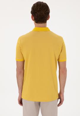 Erkek Regular Fit Polo Yaka Sarı Basic Tişört - 50298072017
