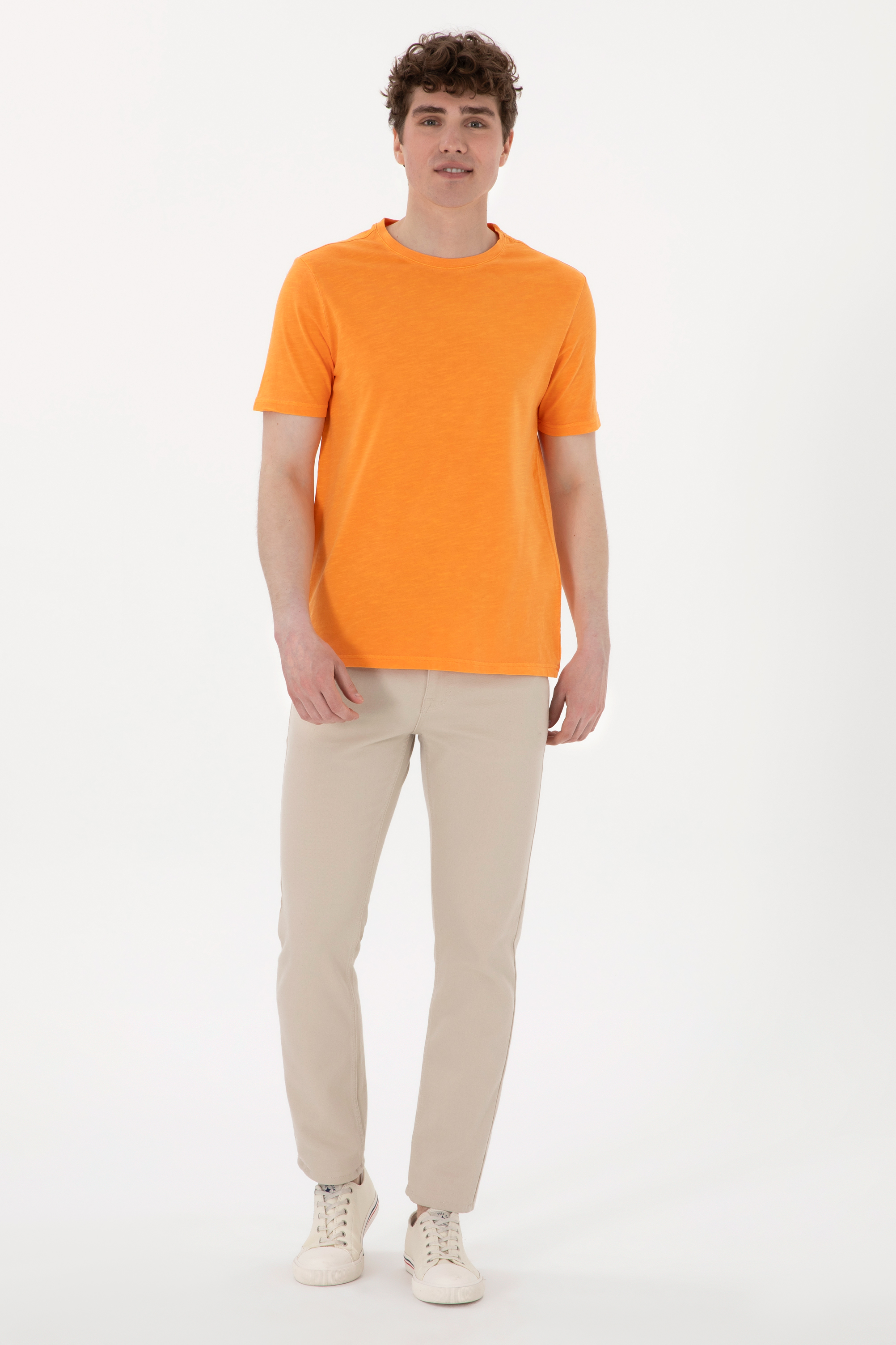 Erkek Turuncu Basic Tişört - 50279578093