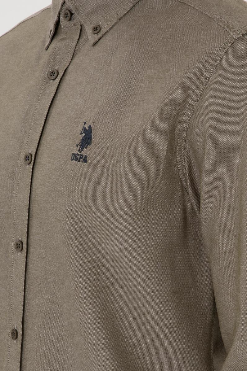 Erkek Vizon Uzun Kollu Basic Gömlek