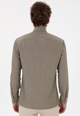 Erkek Vizon Uzun Kollu Basic Gömlek - 50298009054