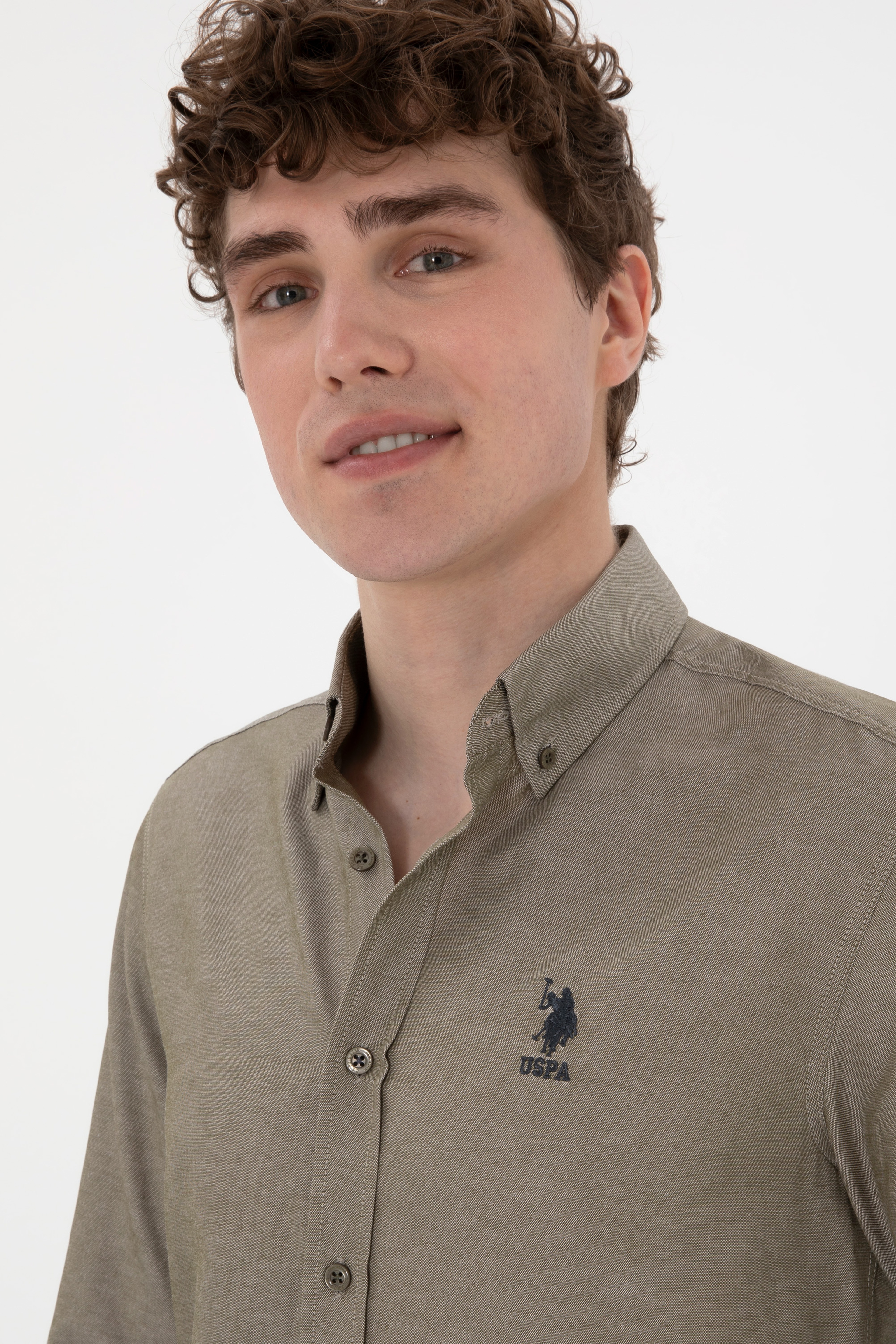 Erkek Vizon Uzun Kollu Basic Gömlek - Image 2