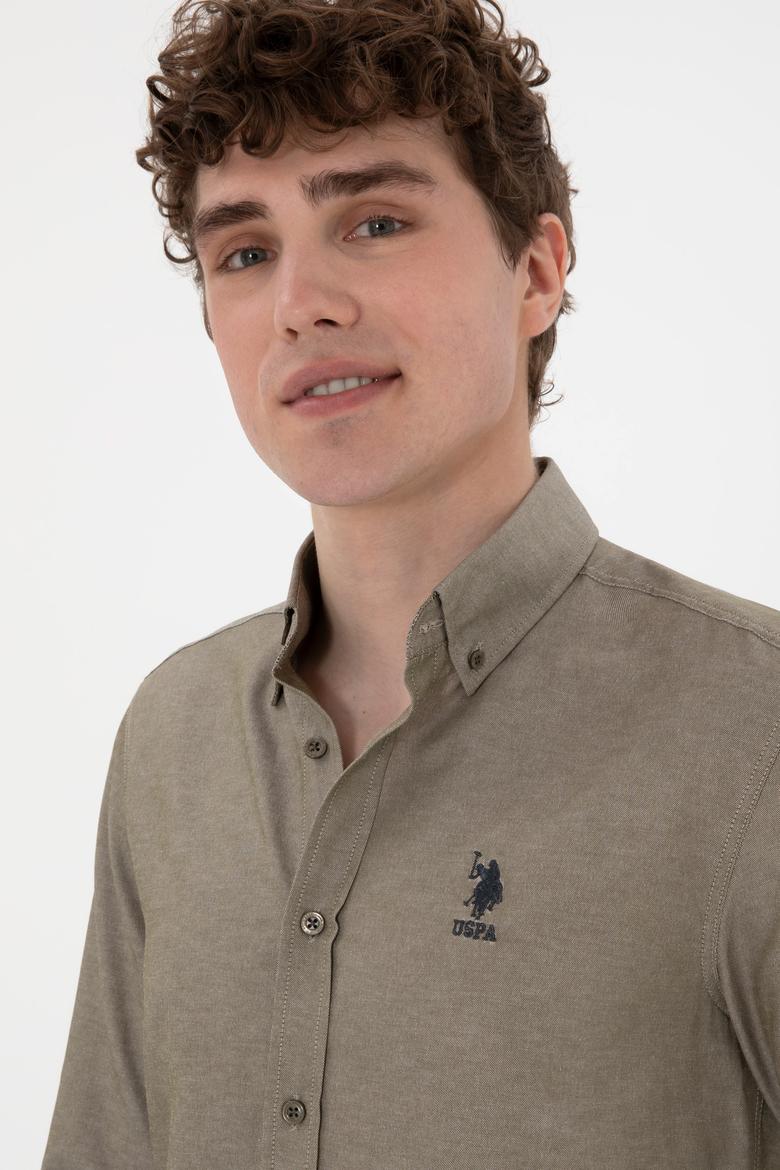 Erkek Vizon Uzun Kollu Basic Gömlek - 50298009054