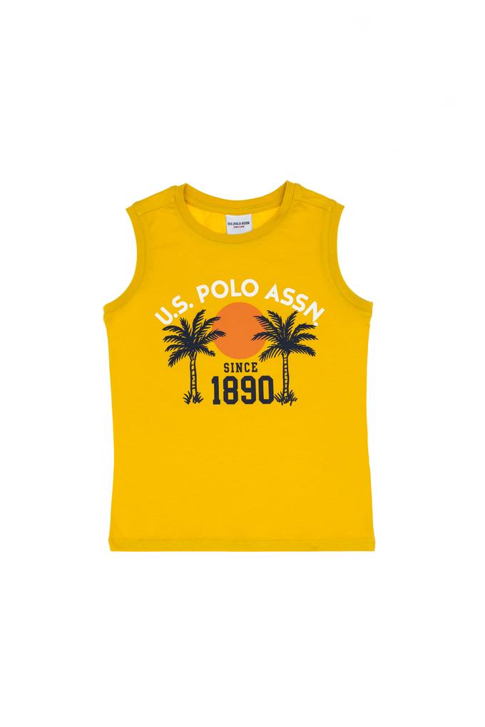 Erkek Çocuk Sarı Kolsuz Bisiklet Yaka Tişört