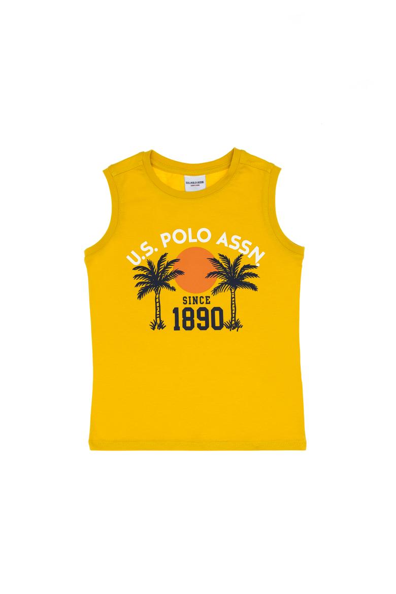 Erkek Çocuk Sarı Kolsuz Bisiklet Yaka Tişört