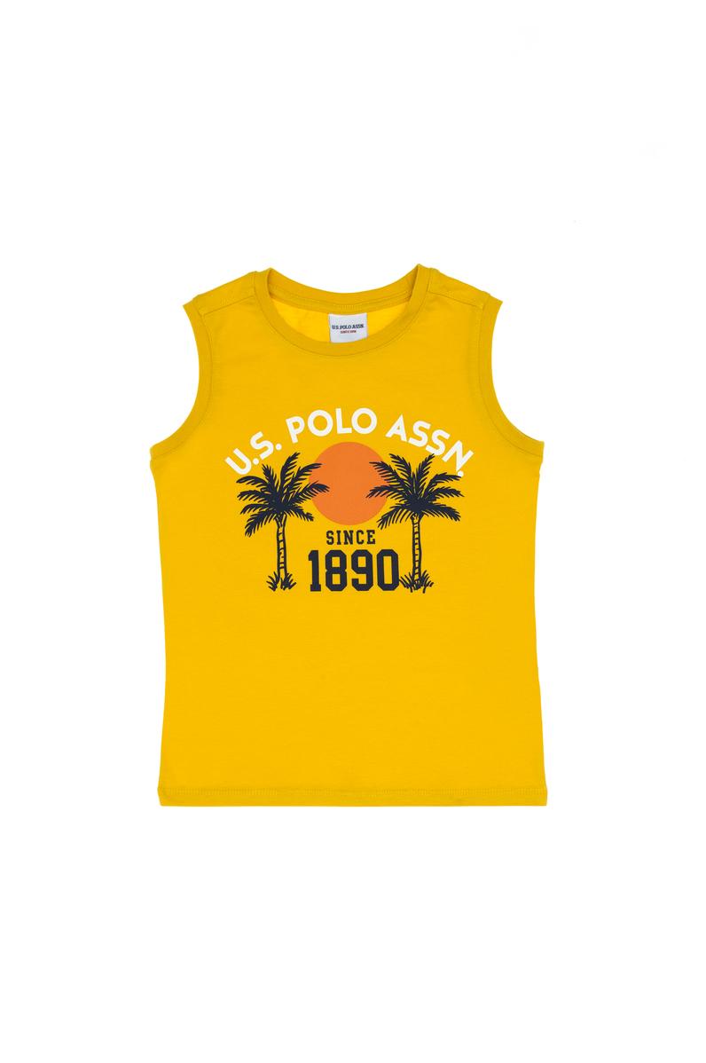 Erkek Çocuk Sarı Kolsuz Bisiklet Yaka Tişört