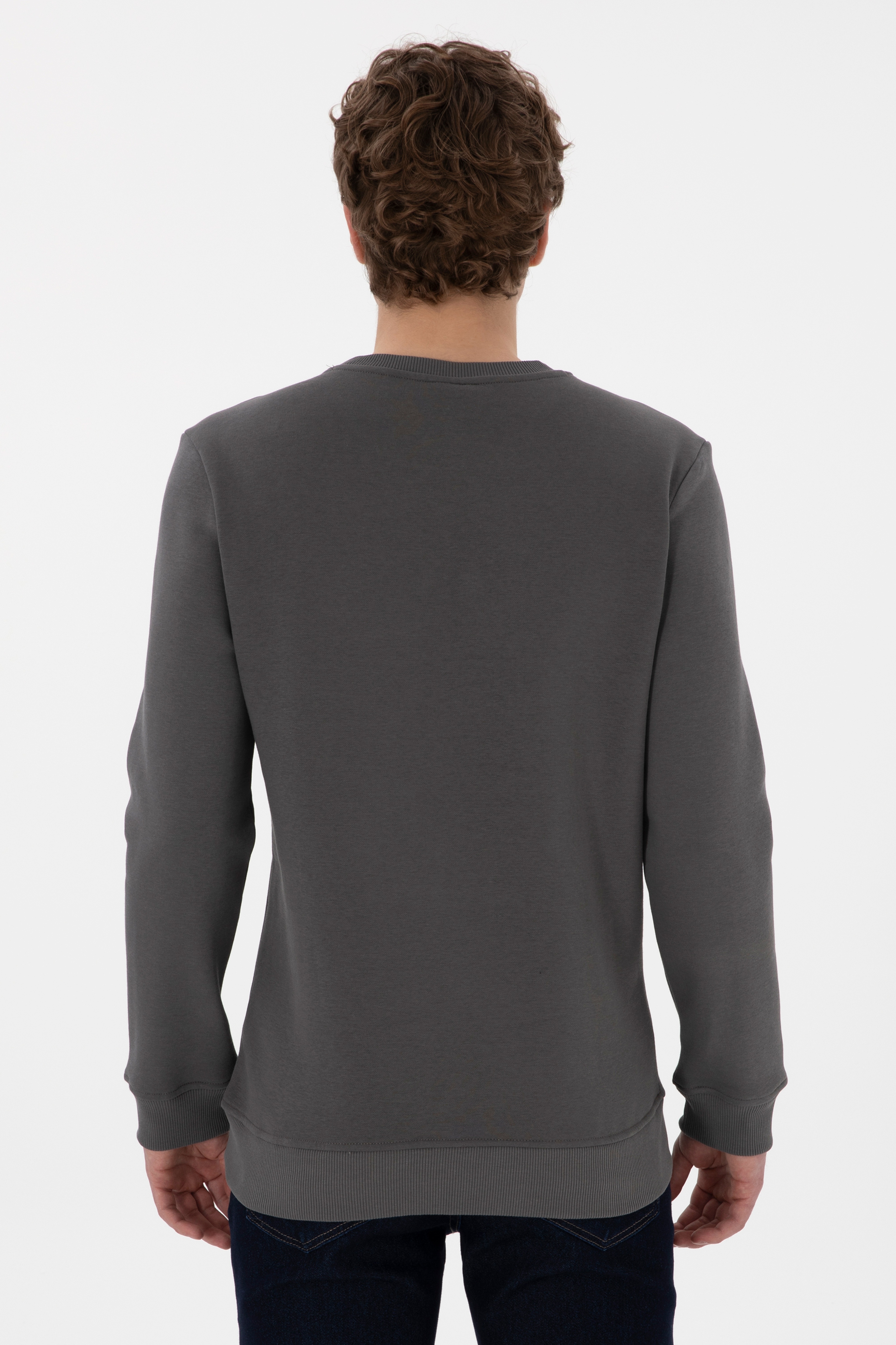 Erkek Regular Fit Bisiklet Yaka Antrasit Sweatshirt