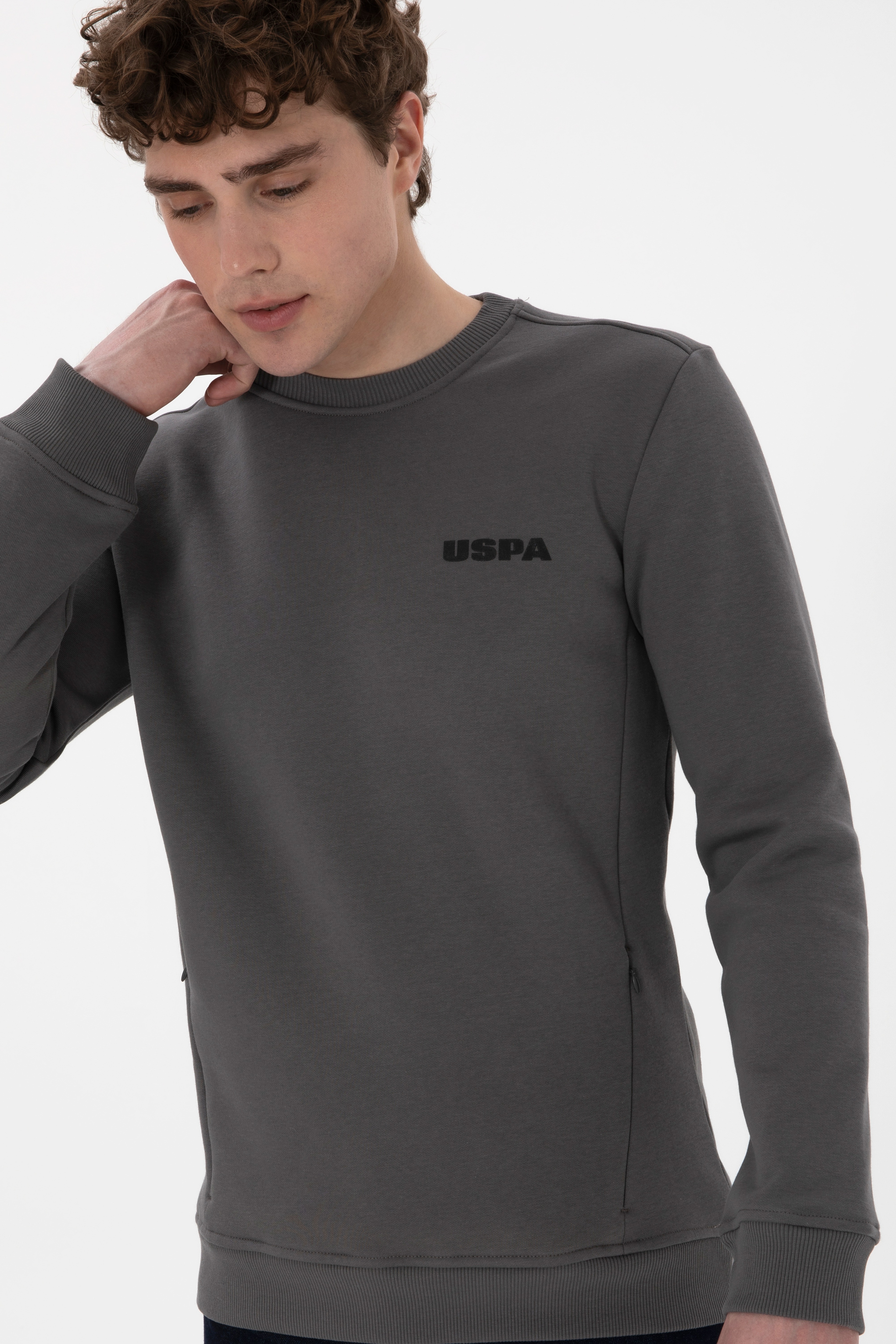 Erkek Regular Fit Bisiklet Yaka Antrasit Sweatshirt - Image 3