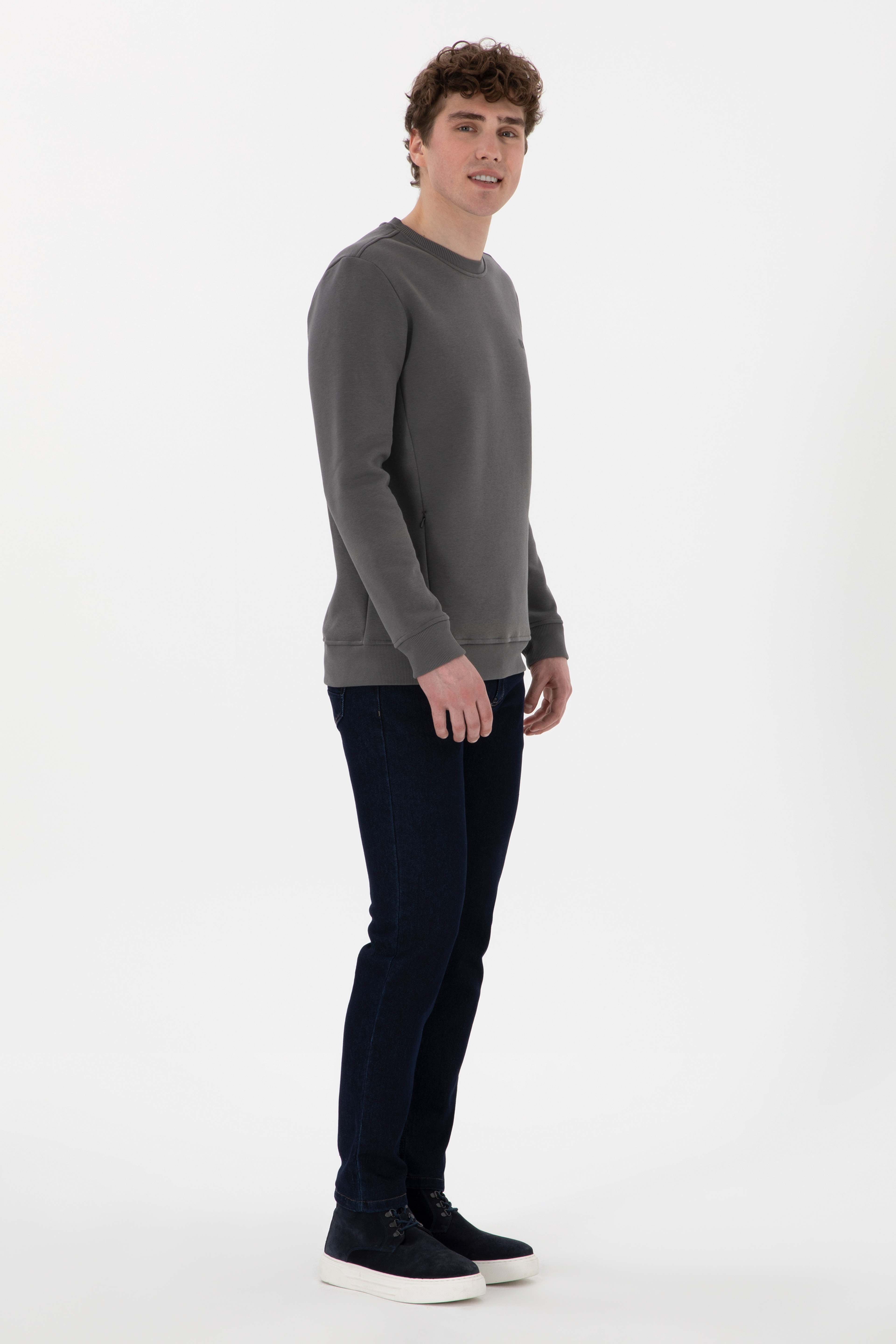 Erkek Regular Fit Bisiklet Yaka Antrasit Sweatshirt - Image 4