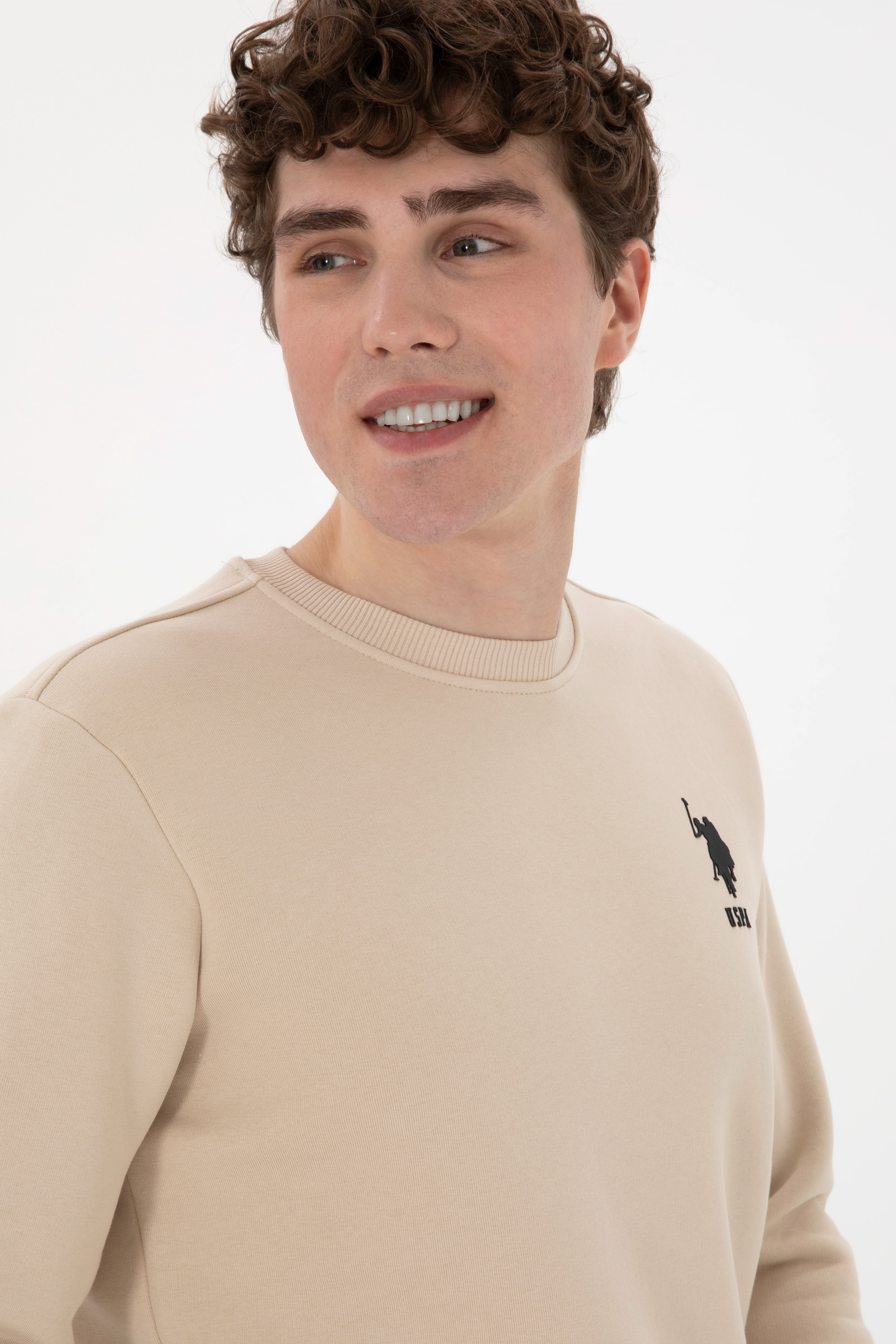 Erkek Regular Fit Bisiklet Yaka Taş Sweatshirt - Image 2