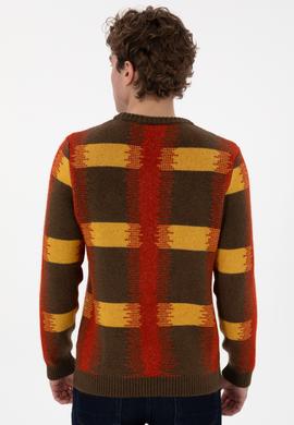 Erkek Regular Fit Bisiklet Yaka Haki Kazak - 50293138001