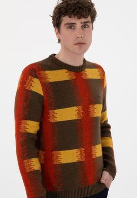 Erkek Regular Fit Bisiklet Yaka Haki Kazak - 50293138001