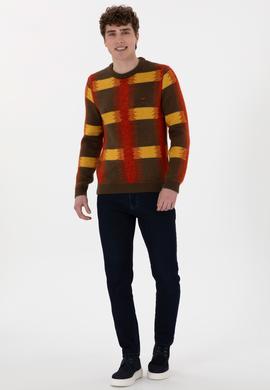 Erkek Regular Fit Bisiklet Yaka Haki Kazak - 50293138001