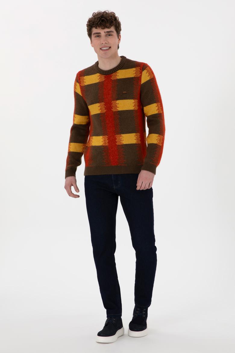 Erkek Regular Fit Bisiklet Yaka Haki Kazak - 50293138001