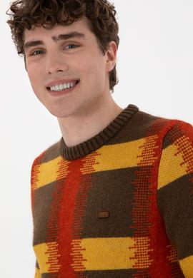 Erkek Regular Fit Bisiklet Yaka Haki Kazak - 50293138001