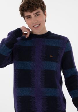 Erkek Regular Fit Bisiklet Yaka Lacivert Kazak - 50293138018