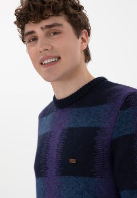 Erkek Regular Fit Bisiklet Yaka Lacivert Kazak - 50293138018