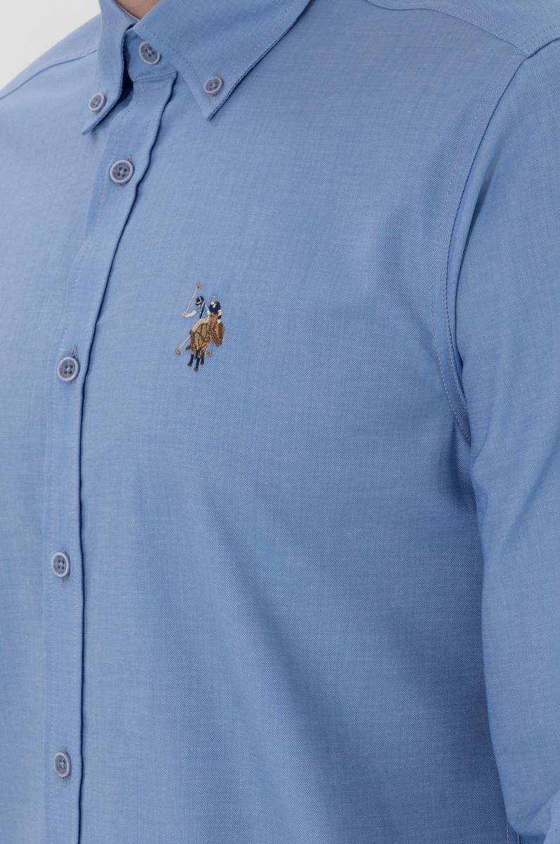 Erkek Mavi Uzun Kollu Gömlek