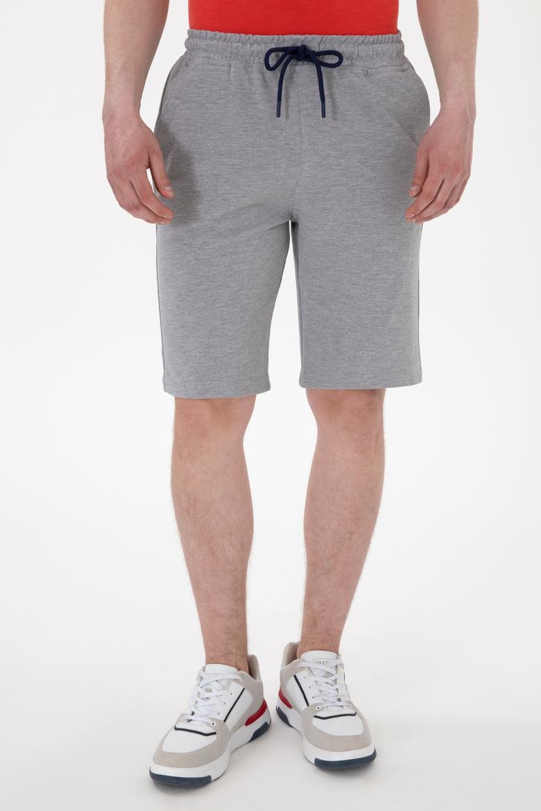 Erkek Gri Melanj Örme Şort - 50298038096