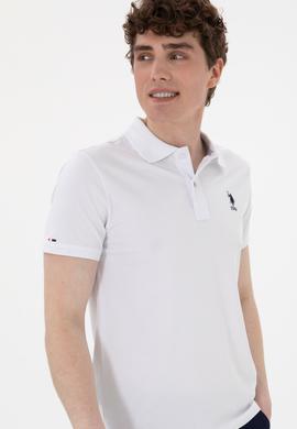 Erkek Slim Fit Polo Yaka Beyaz Basic Tişört - 50298011031