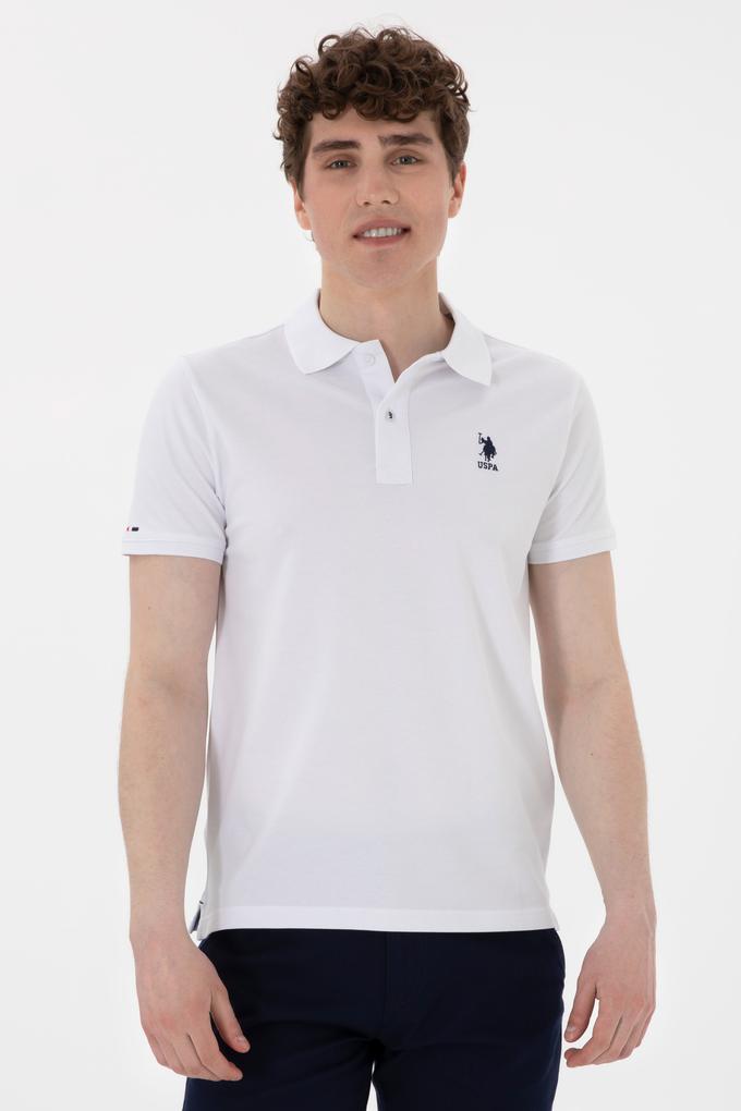 Erkek Slim Fit Polo Yaka Beyaz Basic Tişört