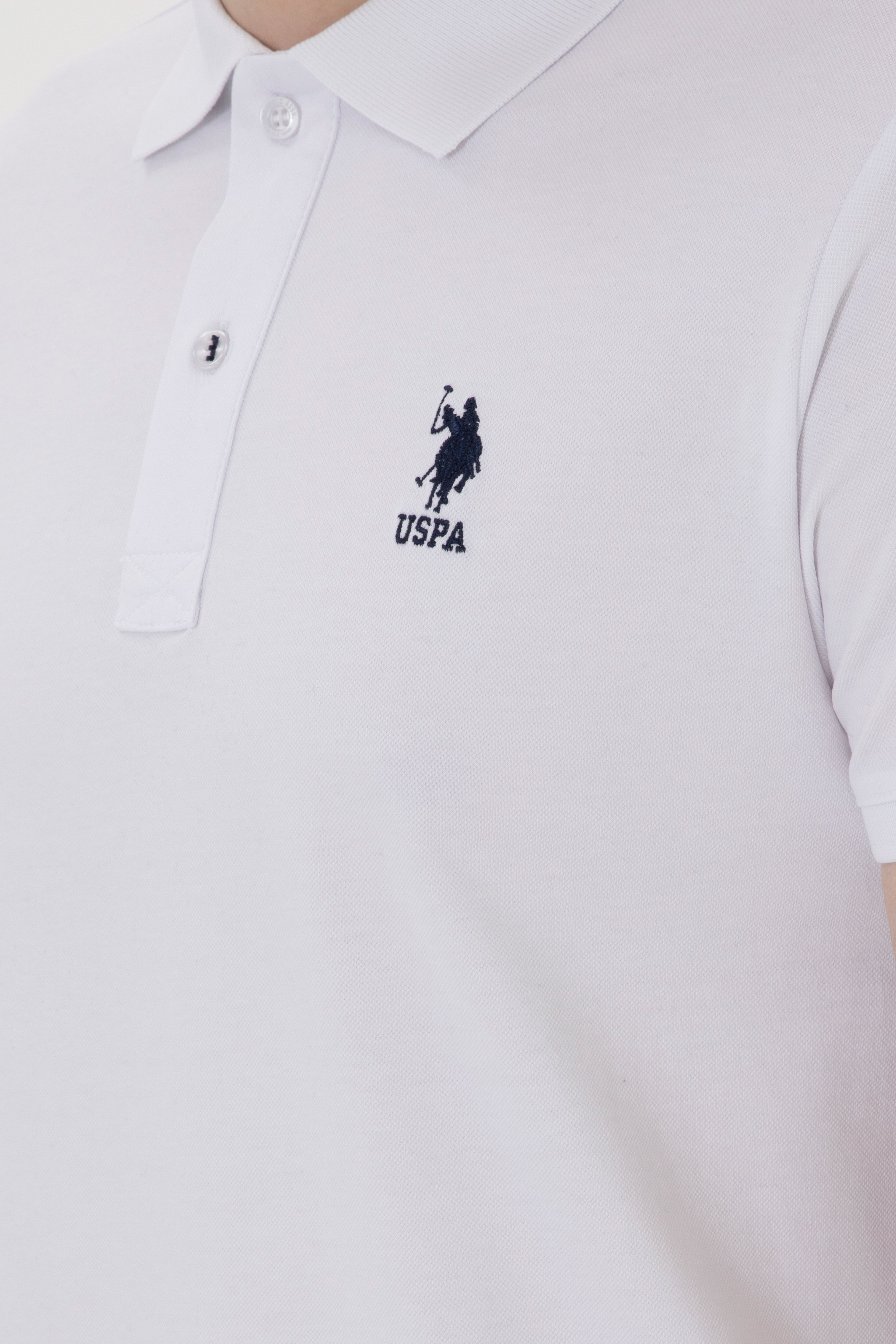 Erkek Slim Fit Polo Yaka Beyaz Basic Tişört - Image 7
