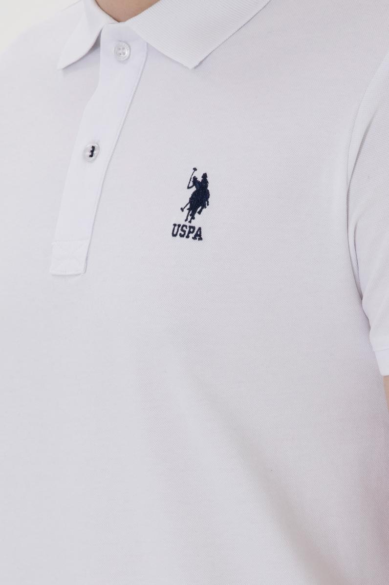 Erkek Slim Fit Polo Yaka Beyaz Basic Tişört