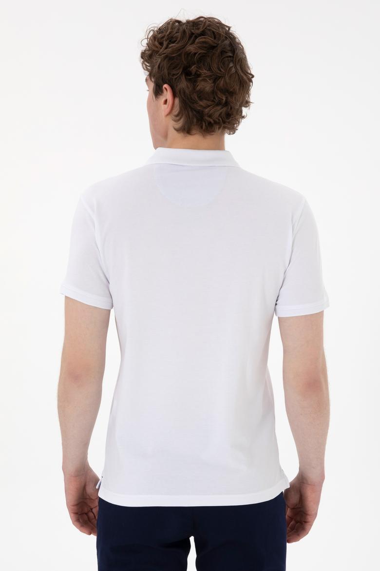 Erkek Slim Fit Polo Yaka Beyaz Basic Tişört - 50298011031