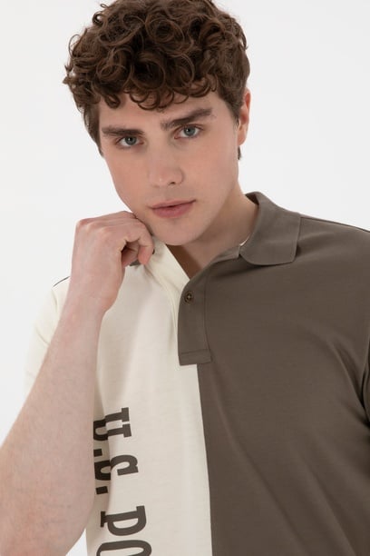 Erkek Regular Fit Polo Yaka Vizon Tişört