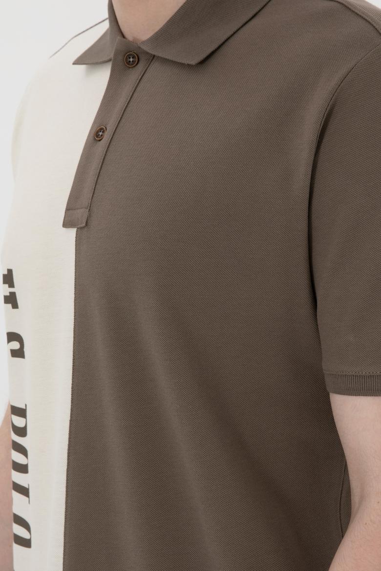 Erkek Regular Fit Polo Yaka Vizon Tişört - 50299841006