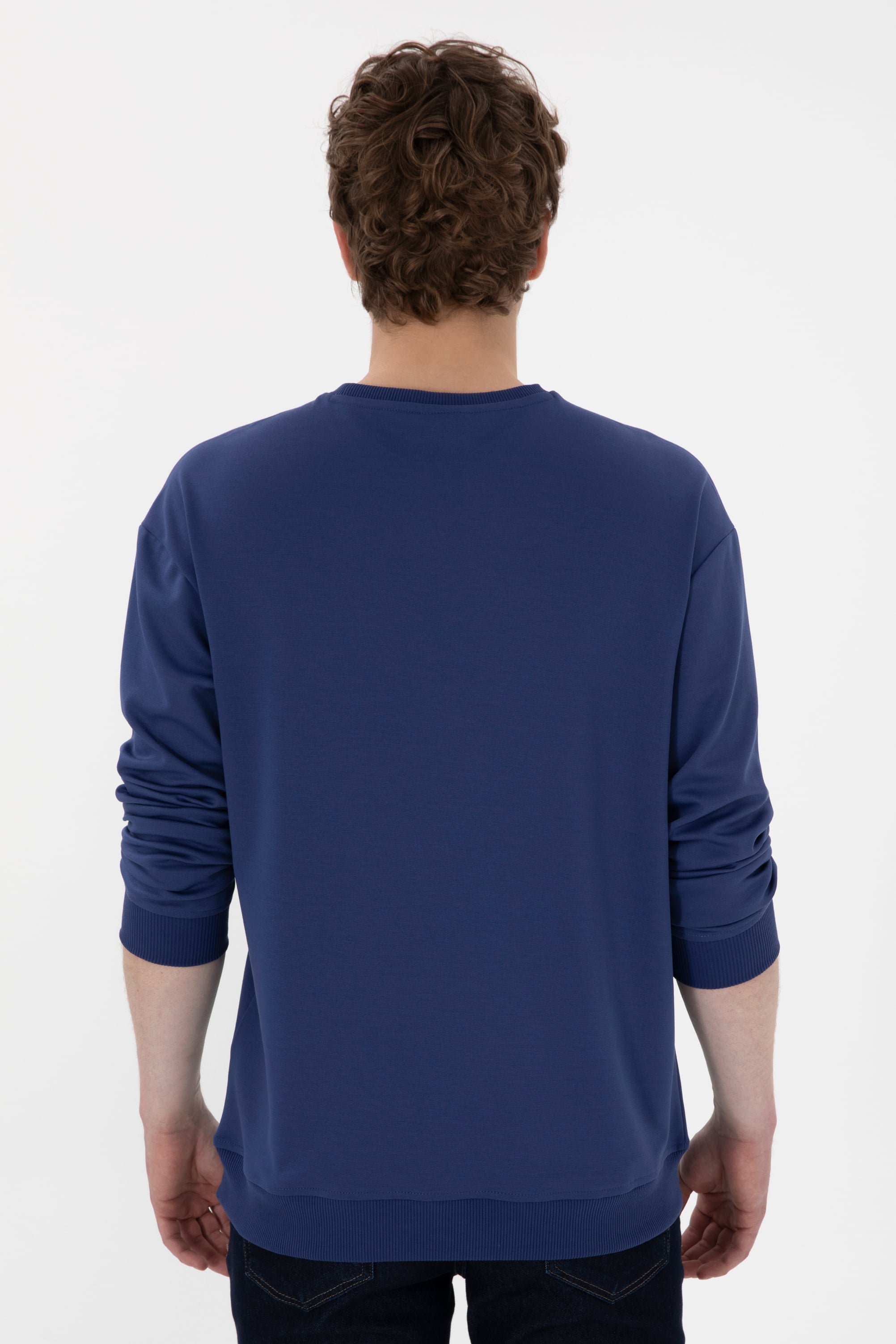 Erkek Açık Lacivert Sweatshirt - Image 5