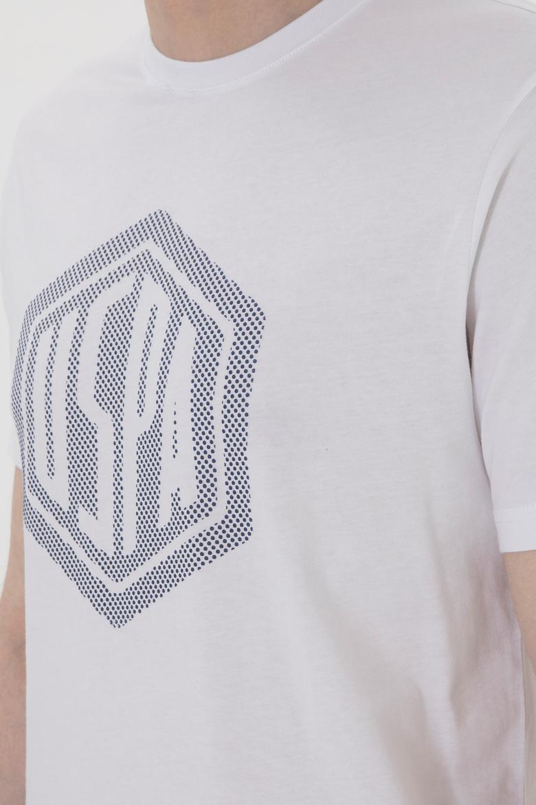 Erkek Regular Fit Bisiklet Yaka Beyaz Tişört - 50300382038