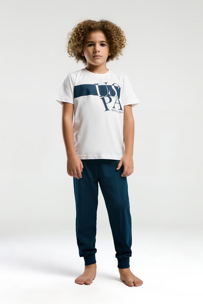 Erkek Çocuk Beyaz Pijama Takımı